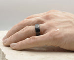 Black Tungsten Ring With Purple Inlay - Bevelled Edges | 8mm