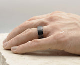 Black Tungsten Ring With Purple Inlay - Bevelled Edges | 8mm