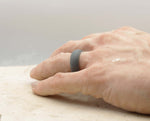 Dark Grey Silicone Ring With Stepped Edges - Matte Finish | 8mm