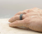 Dark Grey Silicone Ring With Stepped Edges - Matte Finish | 8mm