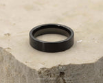 Black Tungsten Ring With Black Inlay - Brushed With Square Edge | 6mm