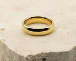 Gold Tungsten Ring With Gold Inlay - Curved With Gloss Finish | 6mm