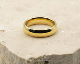 Gold Tungsten Ring With Gold Inlay - Curved With Gloss Finish | 6mm