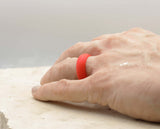 Red Silicone Ring With Rounded Edge - Matte Finish | 8mm