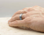 Silver Tungsten Ring With Silver Inlay - Brushed With Square Edge | 6mm