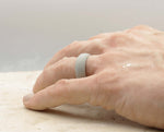 Light Grey Silicone Ring With Stepped Edges - Matte Finish | 8mm