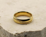 Gold Titanium Ring With Polished Finish - Cubic Zirconia Swirl | 6mm