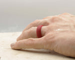 Red Silicone Ring With Meander Pattern - Matte Finish | 8mm