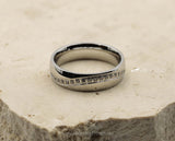 Silver Titanium Ring With Polished Finish - Cubic Zirconia Swirl | 6mm