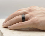 Black Tungsten Ring With Black Inlay - Hammered Finish | 8mm