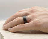 Black Tungsten Ring With Black Inlay - Hammered Finish | 8mm