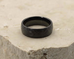 Black Tungsten Ring With Black Inlay - Hammered Finish | 8mm