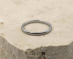 Silver Titanium Ring With Silver Inlay - Curved With Gloss Finish | 2mm