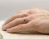 Silver Titanium Ring With Silver Inlay - Curved With Gloss Finish | 2mm