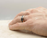 Rose Gold Tungsten Ring With Carbon Fibre - Bevelled Edges | 8mm