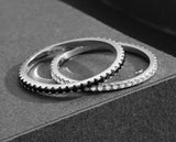 925 Sterling Silver Ring With Black Cubic Zirconia Stones | 2mm