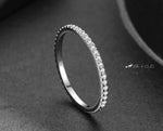 925 Sterling Silver Ring With Surrounding Cubic Zirconia Stones | 2mm