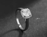 925 Sterling Silver Ring With Silver Inlay - Large Square Zirconia Stone | 2mm