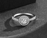 925 Sterling Silver Ring With Silver Inlay - Circular Zirconia Stones | 1mm
