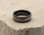 Black Tungsten Ring With Deer Antler - Hammered And Brushed | 8mm