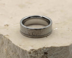 Silver Tungsten Ring With Deer Antler - Hammered And Brushed | 8mm