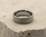 Silver Tungsten Ring With Deer Antler - Hammered And Brushed | 8mm