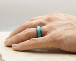 Black Tungsten Ring With Turquoise - Curved Gloss Finish | 8mm