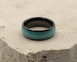 Black Tungsten Ring With Turquoise - Curved Gloss Finish | 8mm