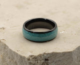 Black Tungsten Ring With Turquoise - Curved Gloss Finish | 8mm