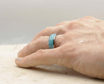 Silver Tungsten Ring With Turquoise - Curved Gloss Finish | 8mm