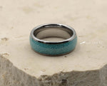 Silver Tungsten Ring With Turquoise - Curved Gloss Finish | 8mm
