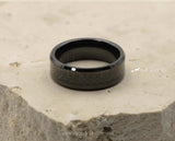 Black Tungsten Ring With Carbon Fibre Stripe - Bevelled Edges | 8mm