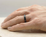 Black Tungsten Ring With Opal - Curved With Gloss Finish | 4mm