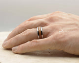 Silver Tungsten Ring With Koa Wood Stripe - Curved With Gloss Finish | 8mm