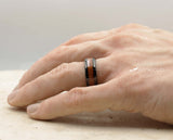 Black Tungsten Ring With Koa Wood Stripe - Curved With Gloss Finish | 8mm