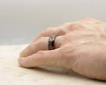Black Tungsten Ring With Koa Wood Stripe - Curved With Gloss Finish | 8mm