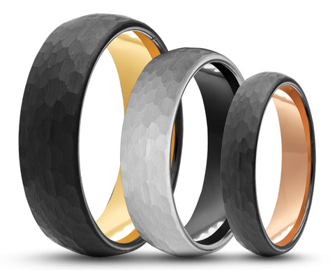 CUSTOM Hammered Tungsten Ring – Round Edge – MADE TO ORDER