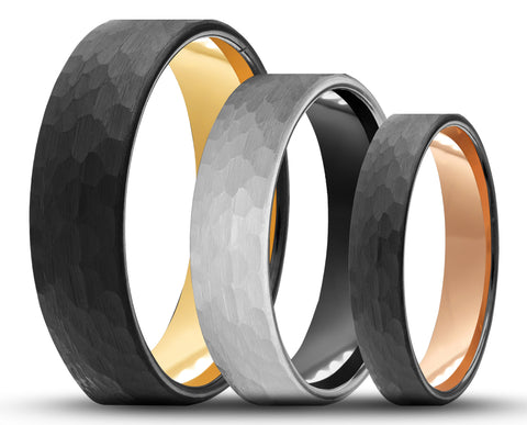 CUSTOM Hammered Tungsten Ring – Square Edge – MADE TO ORDER