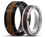 RING SET – Bevelled Tungsten With Koa Wood – MADE TO ORDER