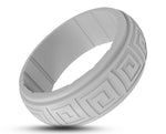 Light Grey Silicone Ring With Meander Pattern - Matte Finish | 8mm