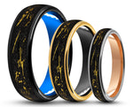 CUSTOM Polished Tungsten Ring – Gold Leaf – MADE TO ORDER