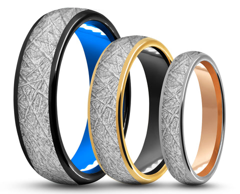 CUSTOM Polished Tungsten Ring – Simulation Meteorite – MADE TO ORDER