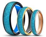 CUSTOM Polished Tungsten Ring – With Turquoise – MADE TO ORDER
