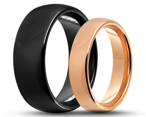RING SET – Polished Tungsten With Round Edge – MADE TO ORDER
