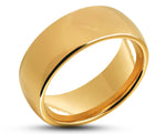 Gold Titanium Ring With Gold Inlay - Curved With Gloss Finish | 8mm