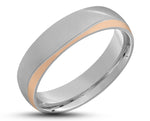 Silver Brushed Titanium Ring With Gloss Rose Gold Wave | 6mm