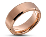 Rose Gold Titanium Ring With Rose Gold Inlay - Bevelled Edges | 8mm