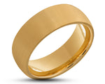 Gold Tungsten Ring With Gold Inlay - Curved Brushed Finish | 8mm
