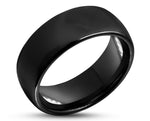 Black Tungsten Ring With Black Inlay - Curved With Gloss Finish | 8mm