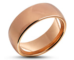 Rose Gold Tungsten Ring With Rose Gold Inlay - Curved Gloss Finish | 8mm